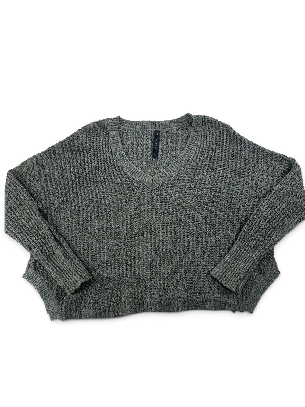 Aeropostale Women's V-Neck Chunky Knit Sweater - Gray L